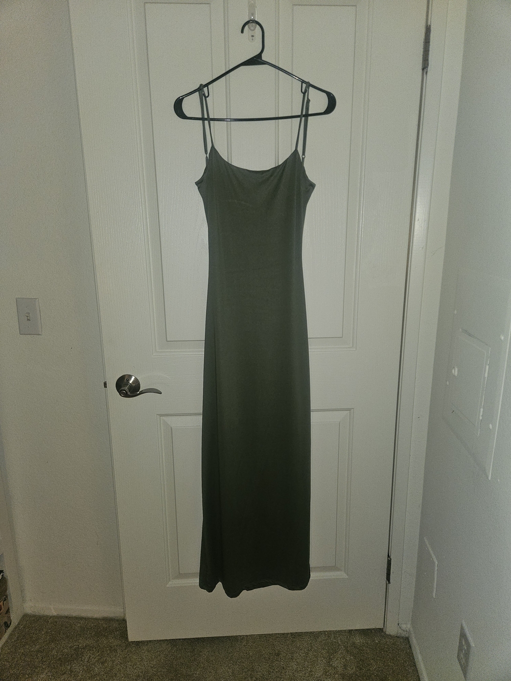 Slip Maxi Dress in Olive Green - Women